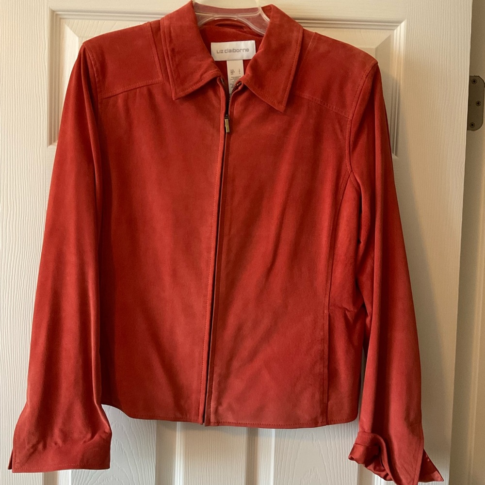 Liz Claiborne Suede Women's Vibrant Burnt Orange Blazer